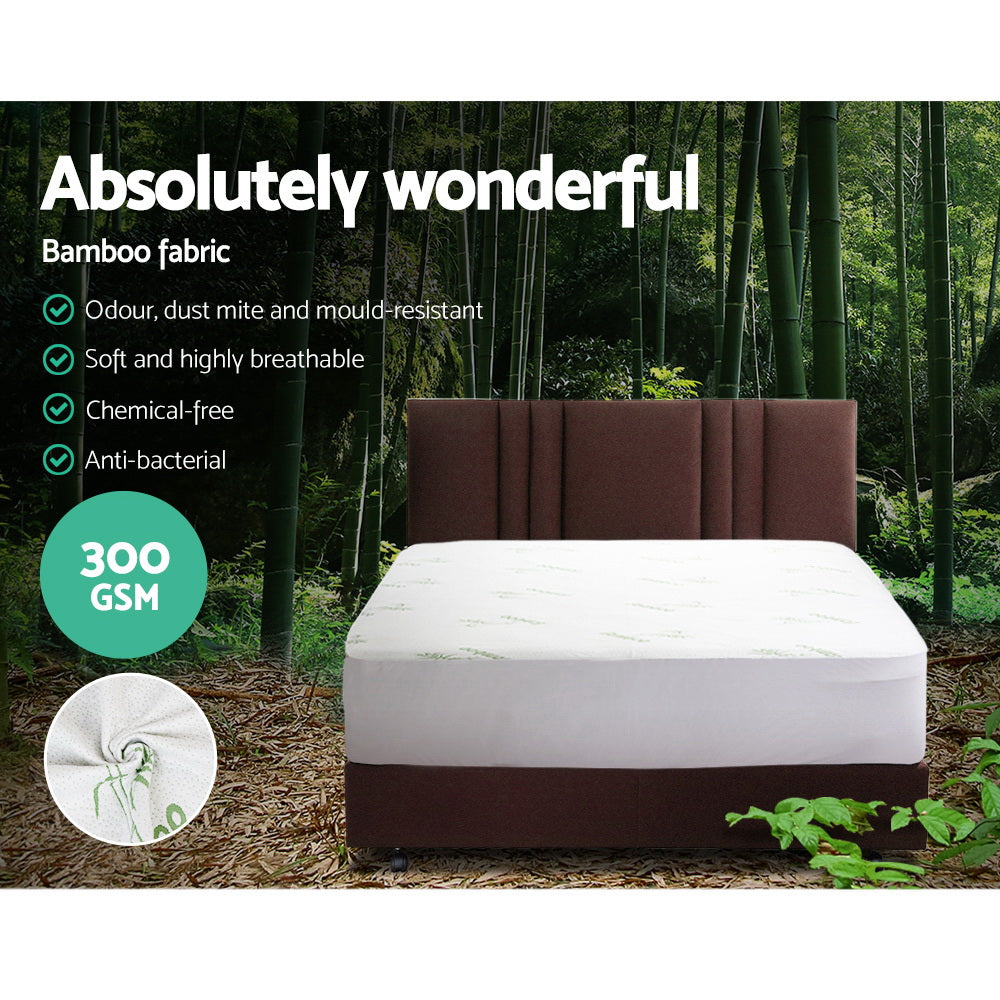 Bambara Bamboo Mattress Protector – White – Double