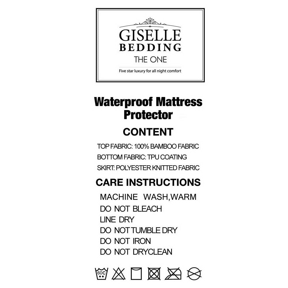 Bambara Bamboo Mattress Protector – White – Double
