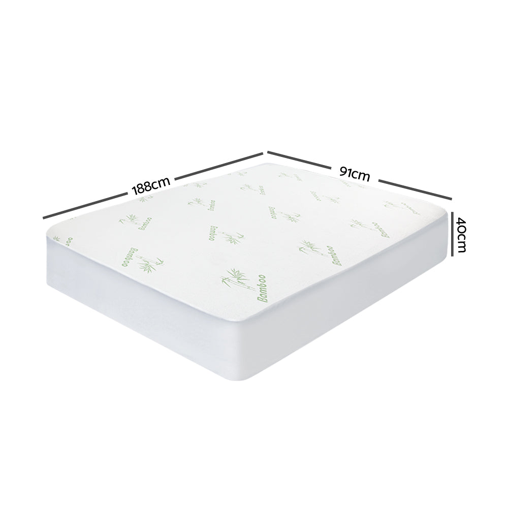 Bambara Bamboo Mattress Protector – White – Single