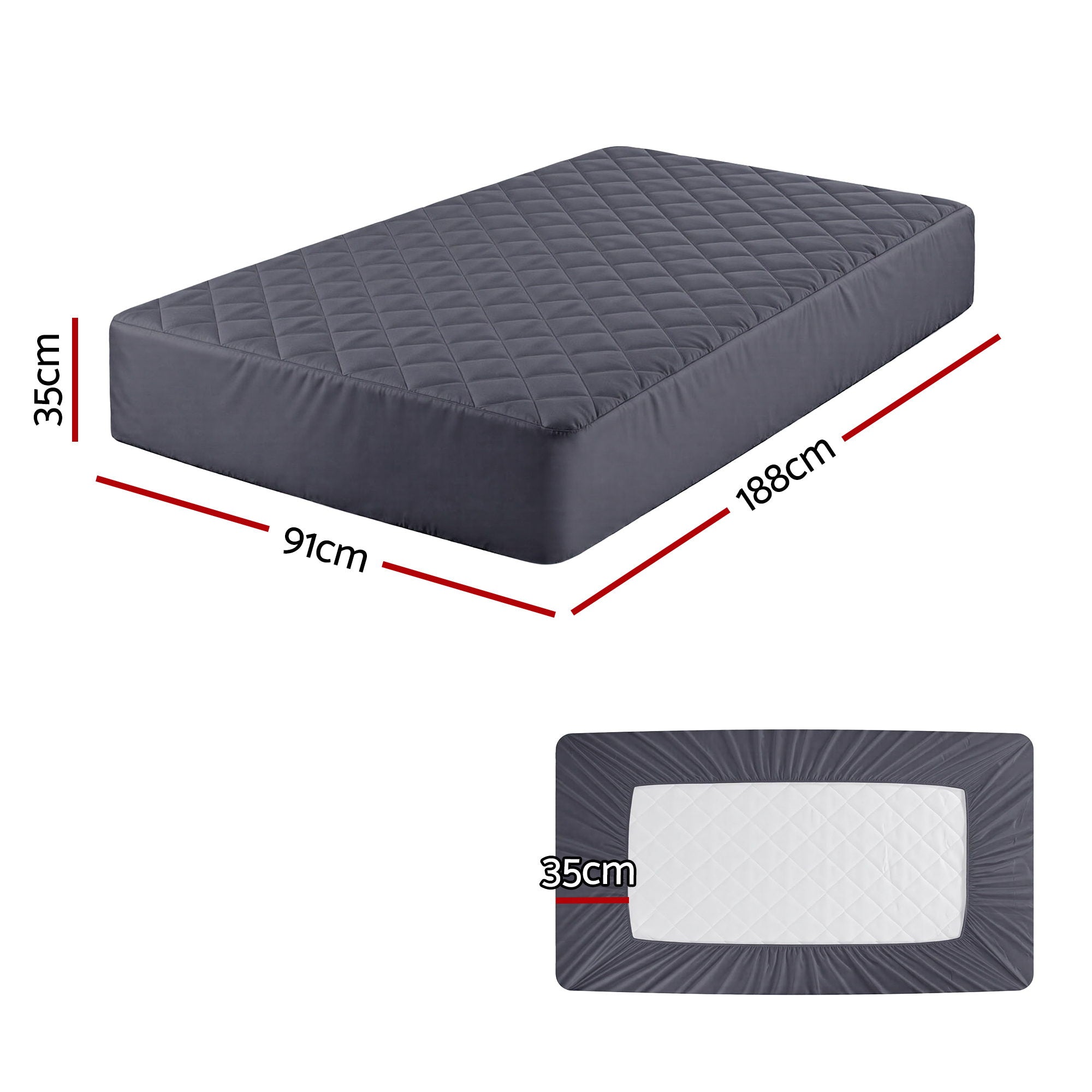 Serano Microfiber Mattress Protector – Grey – Single