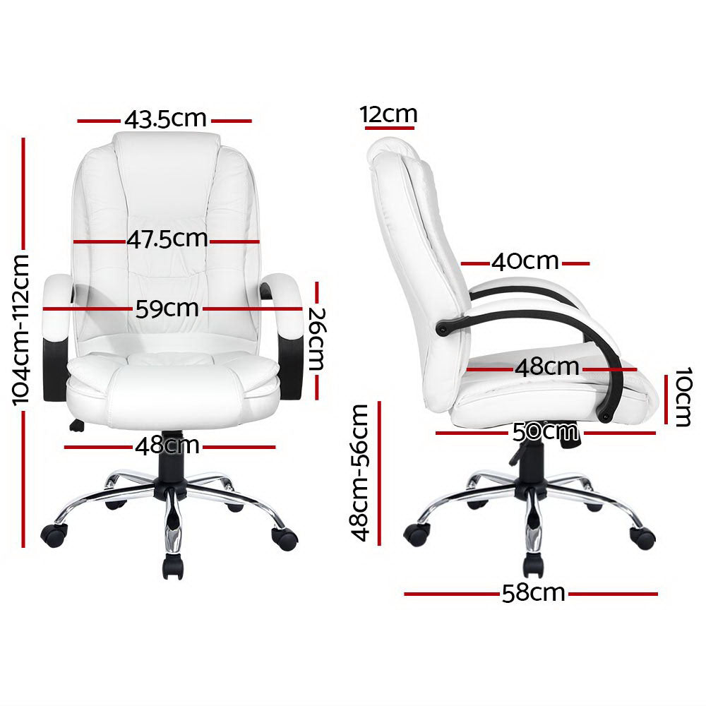 Halston Executive Office Chair – White – Leather
