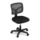 Armless Office Chair with Wheels, Ergonomic 360° Swivel Home Office Desk Chair, Height Adjustable Computer Task Chair with Fabric Back and Seat for Small Space, Black