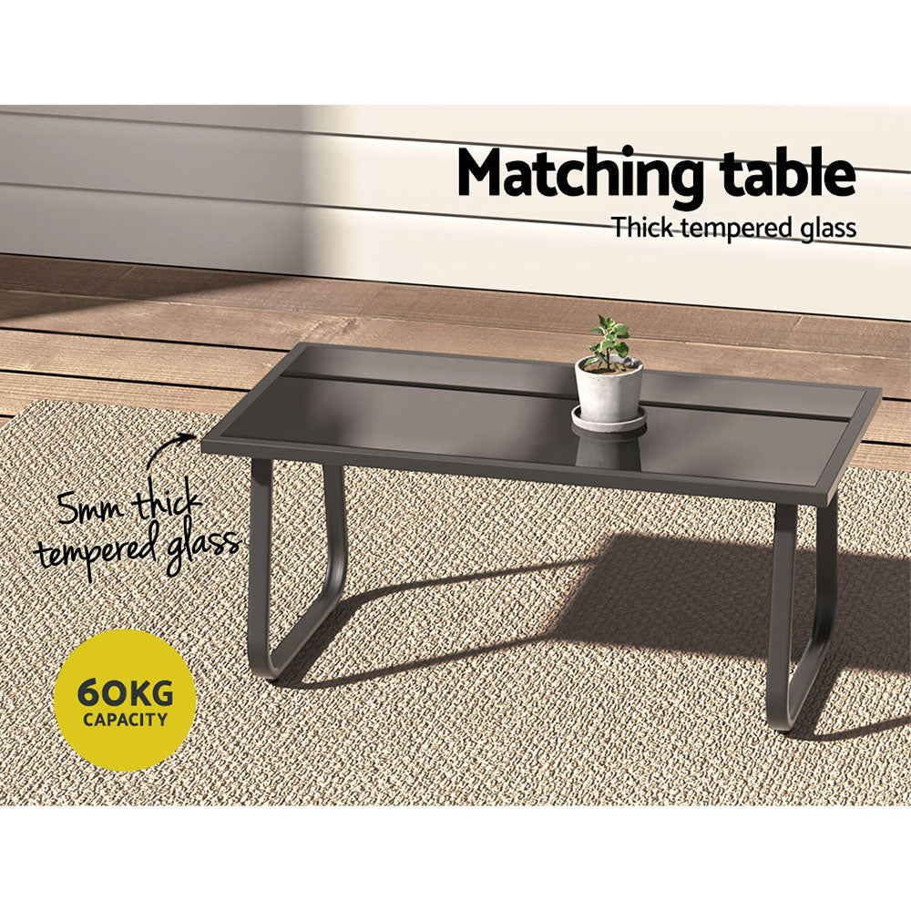 Serano Outdoor Sofa Lounge Set – Black – 4 Piece