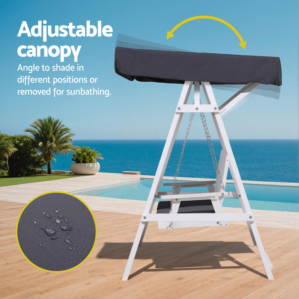 Pavilion Garden Swing with Canopy – White – 3 Seater