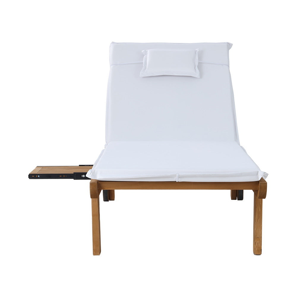 Nara Sun Loungers with Wheels – White – Set of 2