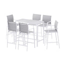 Arlo 7PCS Outdoor Bar Set Stools Dining Chairs Table Patio Steel Bistro Set White