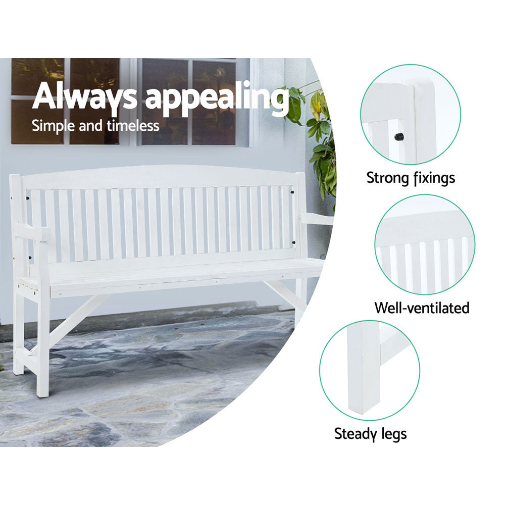 Rustico 3 Seat Outdoor Garden Bench – White – 160cm