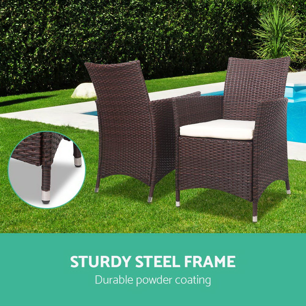 Marbella Outdoor Bistro Set – Brown – 3 Piece