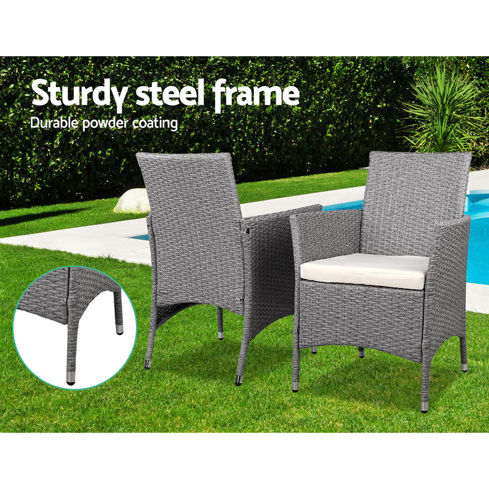 Riviera Outdoor Bistro Set – Grey – 3 Piece
