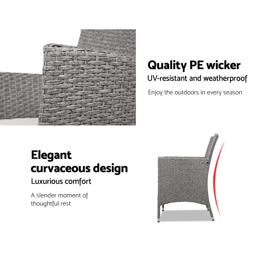 Riviera Outdoor Bistro Set – Grey – 3 Piece