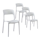 Rowan 4PC Outdoor Dining Chairs Stackable PP Patio Chair Garden Furniture White