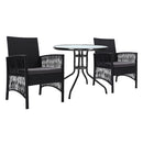 Atlas 3PC Bistro Set Outdoor Furniture Rattan Table Chairs Cushion Patio Garden Lyra