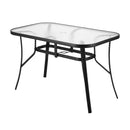 Arlo 120CM Outdoor Dining Table Steel Parasol Hole Desk Patio Furniture Black