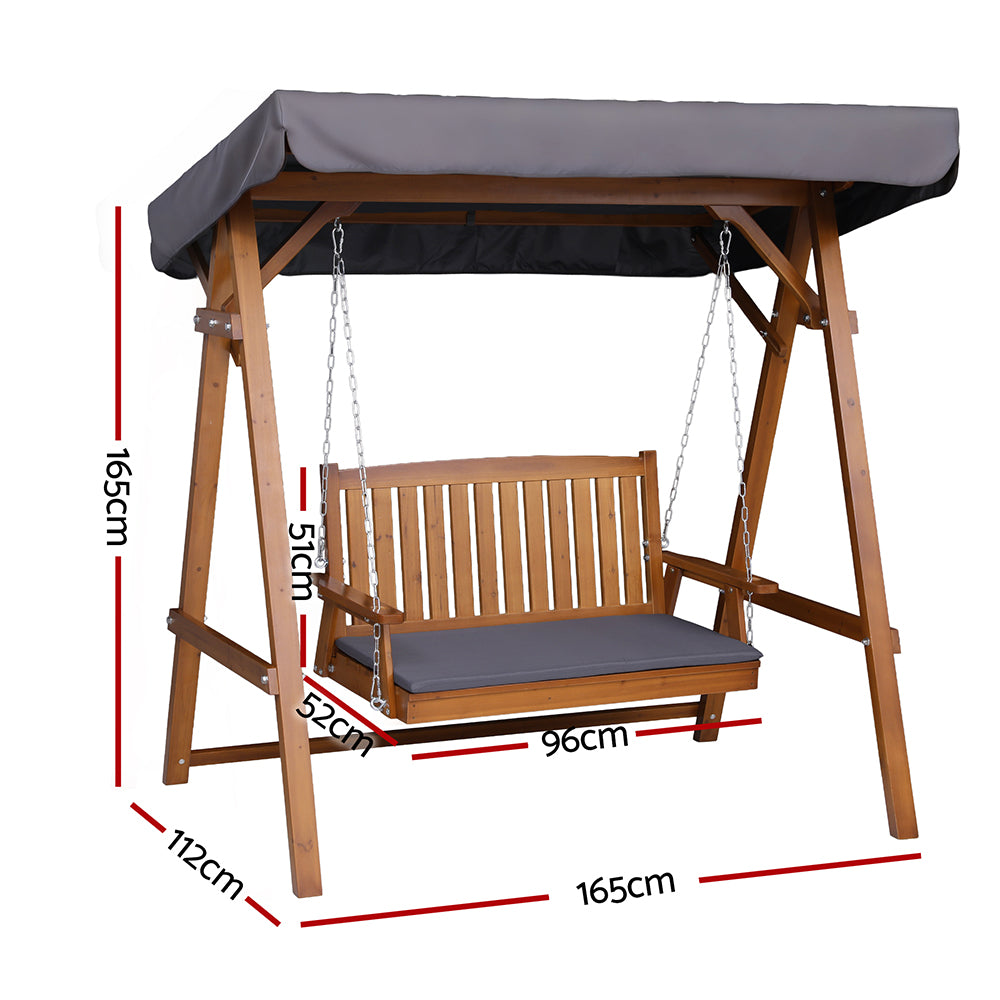 Halston Swing Chair with Canopy – Teak – 2 Seater