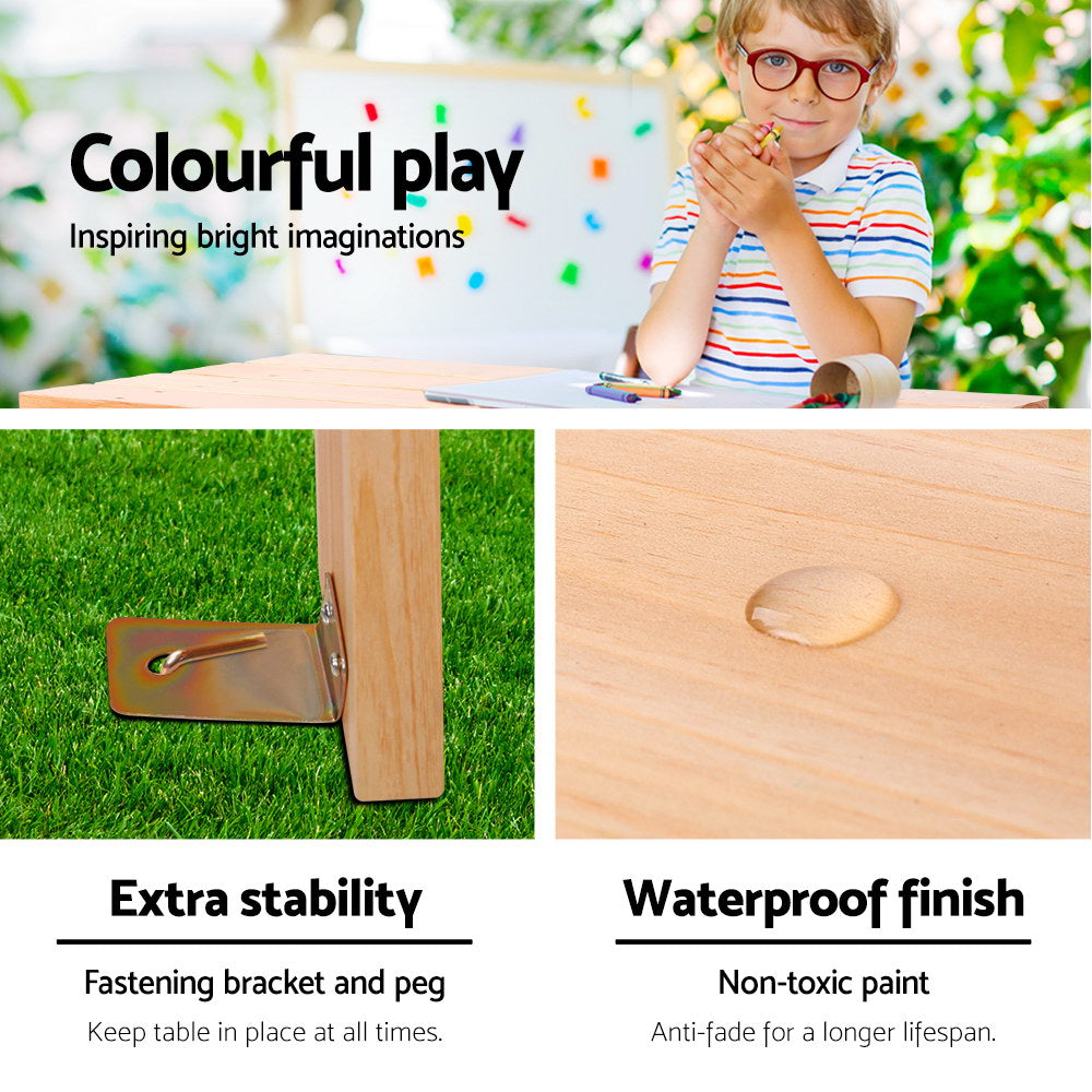 Callan Kids Picnic Set – Natural Wood – Table & Benches