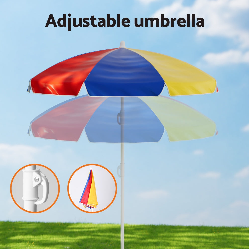 Serano Kids Picnic Table Set – Multi – Umbrella Included