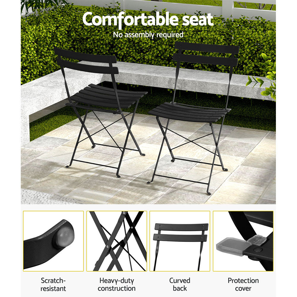 Rowan 3-Piece Outdoor Bistro Set – Black