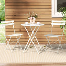 Atlas 3PC Outdoor Bistro Set Steel Table and Chairs Patio Furniture White