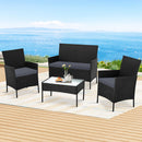 Atlas 4 Seater Outdoor Sofa Set Wicker Setting Table Chair Furniture Dark Grey