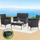 Rowan 4 Seater Outdoor Sofa Set with Storage Cover Wicker Table Chair DarkGrey