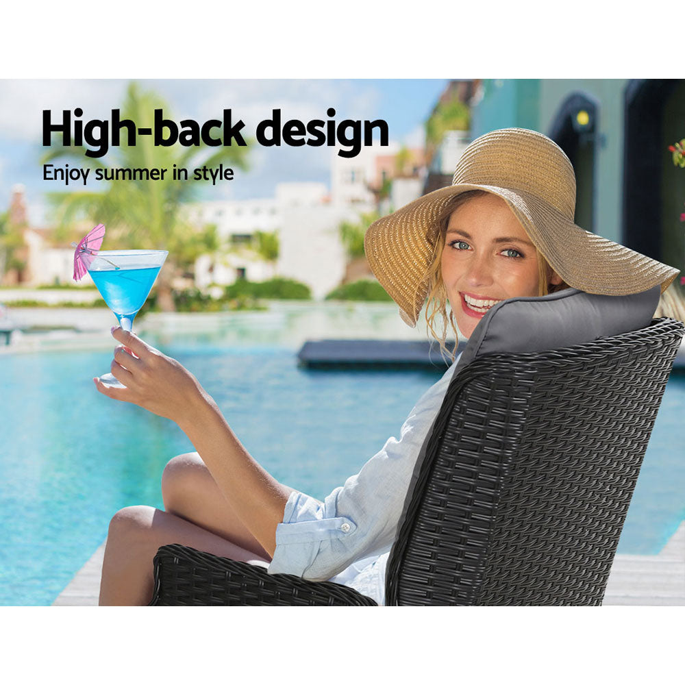 Arlo Wicker Recliner Chairs – Black – Set of 2