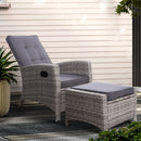 Recliner Chair Sun lounge Wicker Lounger Outdoor Patio Furniture Adjustable Grey