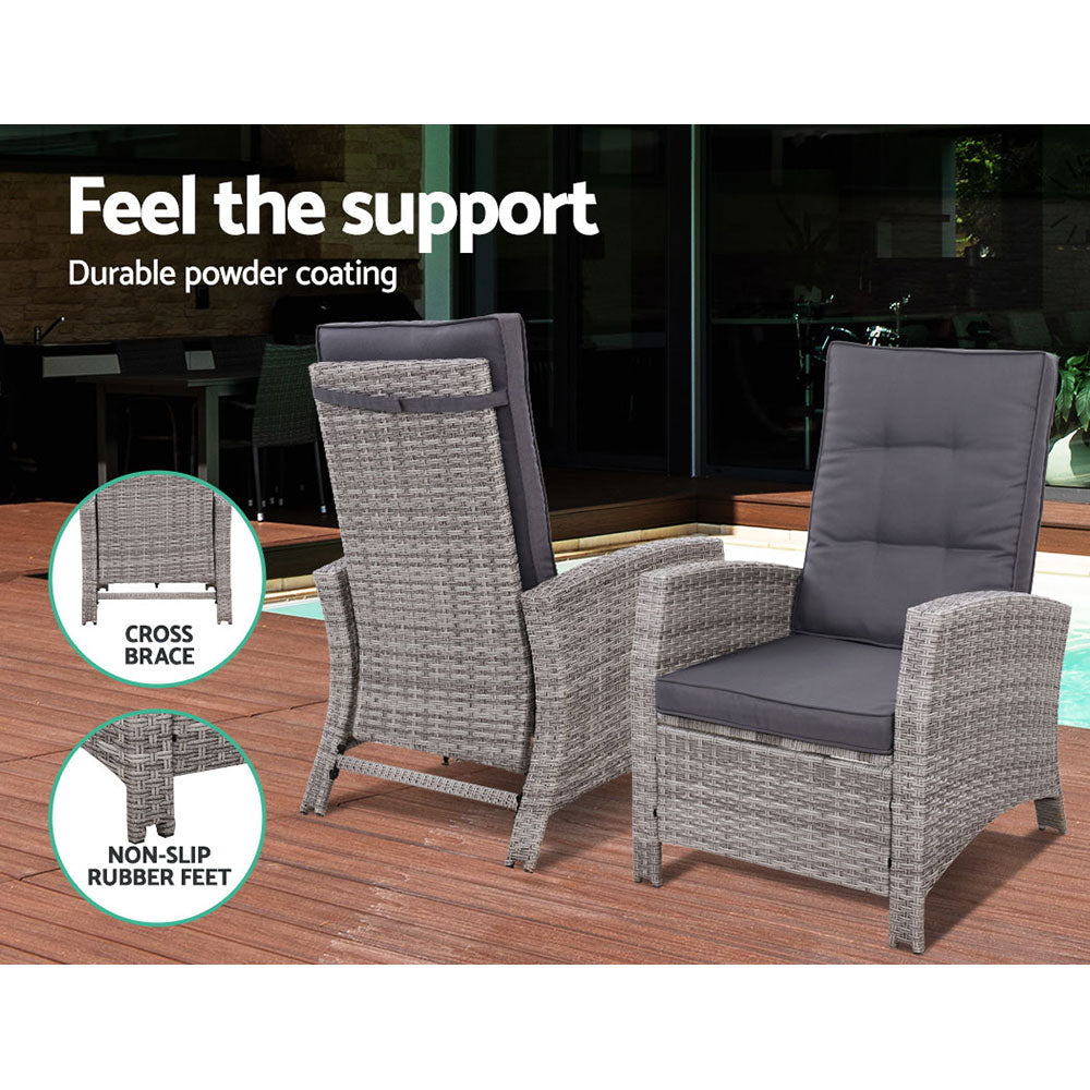 Serrano Outdoor Recliner Set – Grey – 5 Piece