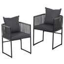 Cove 2PC Outdoor Dining Chairs Woven Rope Chair Patio Furniture Garden Steel