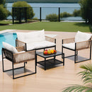 Arlo 4 Seater Outdoor Sofa Set 4PCS Table Chair Set Garden Patio Furniture