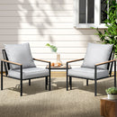 Arlo 3PC Outdoor Furniture Bistro Set Lounge Setting Chairs Table Patio Black