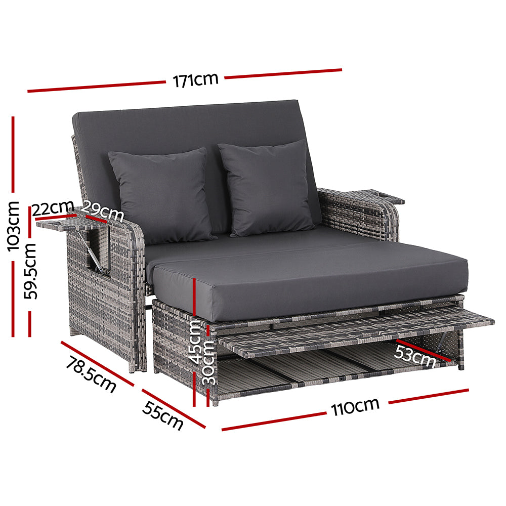 Santana Outdoor Day Bed – Grey – Double