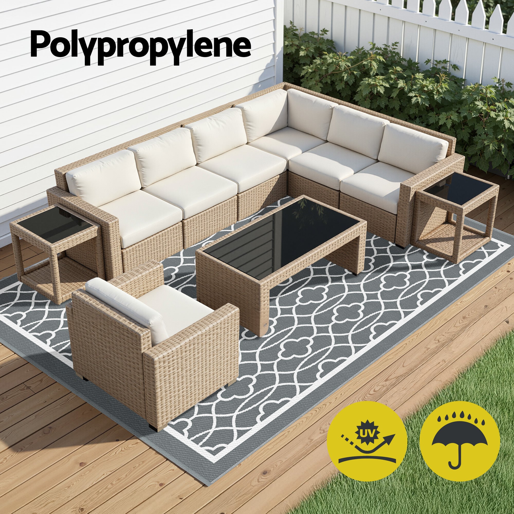 Hudson Outdoor Area Rug – Grey – Large