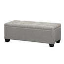 Storage Ottoman Blanket Box 97cm Button Linen Grey
