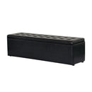 Storage Ottoman Blanket Box 140cm Leather Black