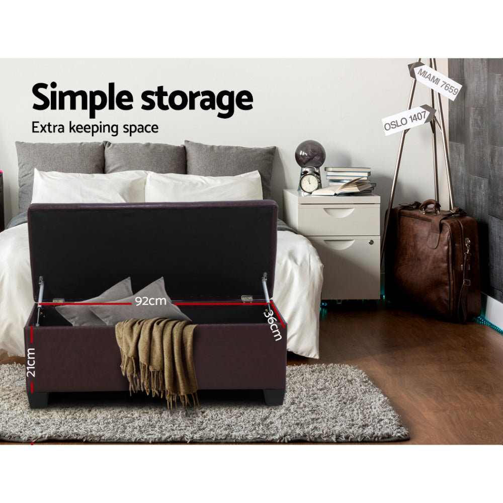 Kairo Storage Ottoman – Leather – Brown – 97 cm