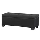 Storage Ottoman Blanket Box 97cm Linen Black