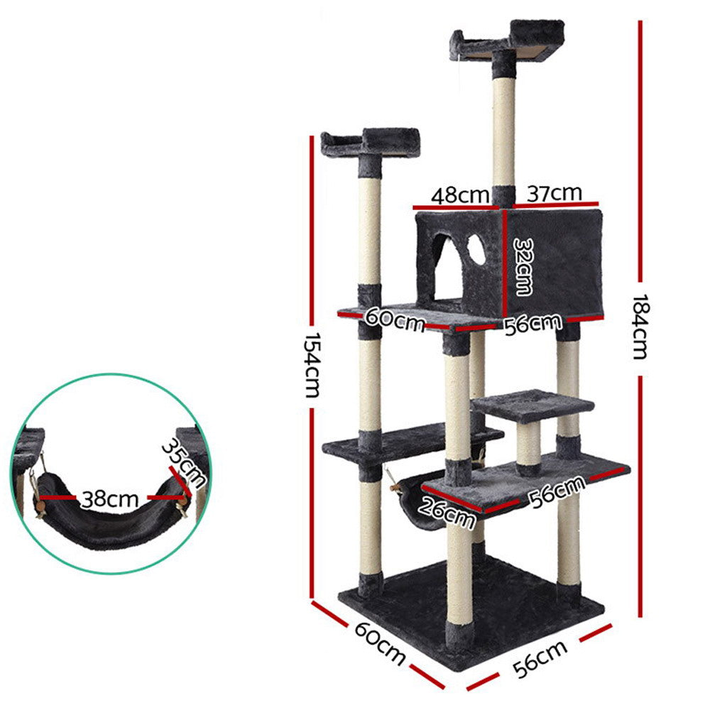 Casey Cat Tree Tower – Grey – 184cm
