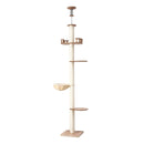 Cat Tree Tower Floor to Ceiling Scratching Post 270cm Beige