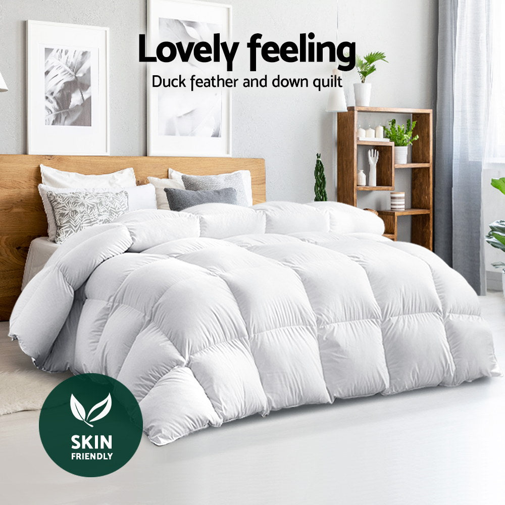 Ashton Duck Down Feather Quilt – White – Single