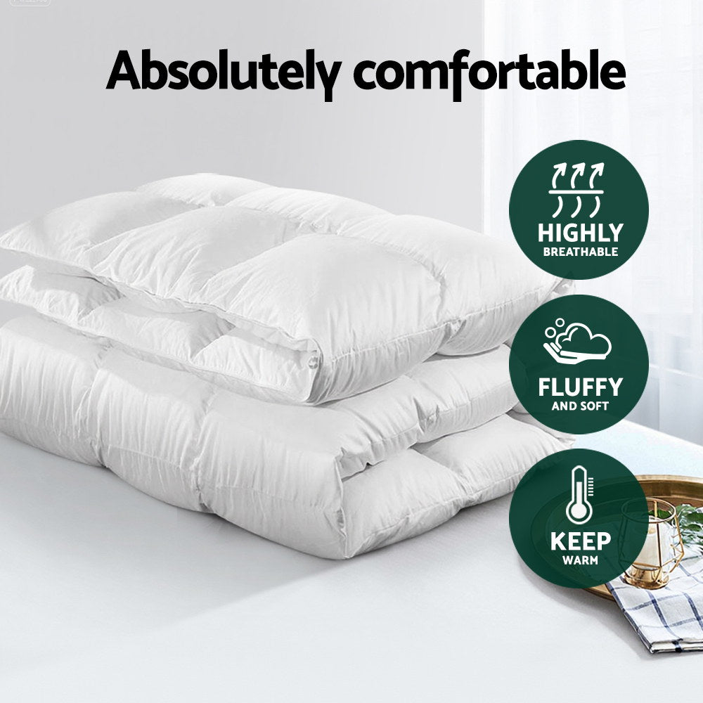 Ashton Duck Down Feather Quilt – White – Single