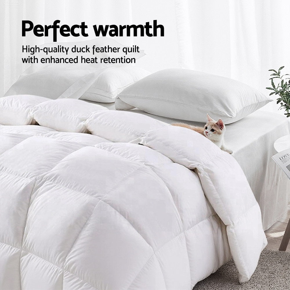 Ashton Duck Down Feather Quilt – White – Single