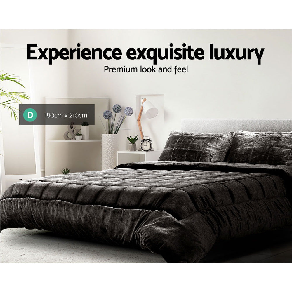 Halston Faux Mink Quilt – Charcoal – Double