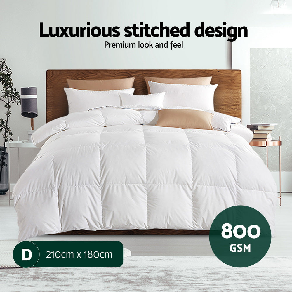 Linden Goose Down Feather Quilt – White – Double