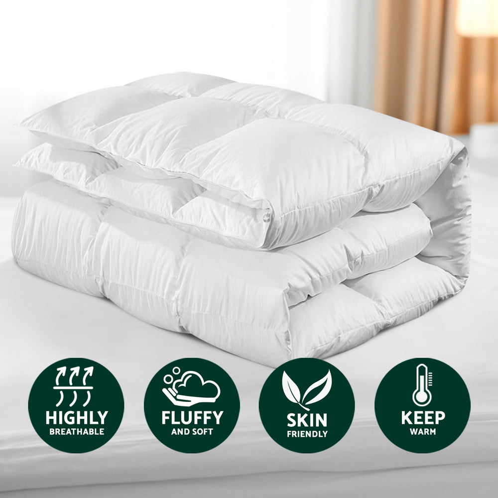 Linden Goose Down Feather Quilt – White – Double