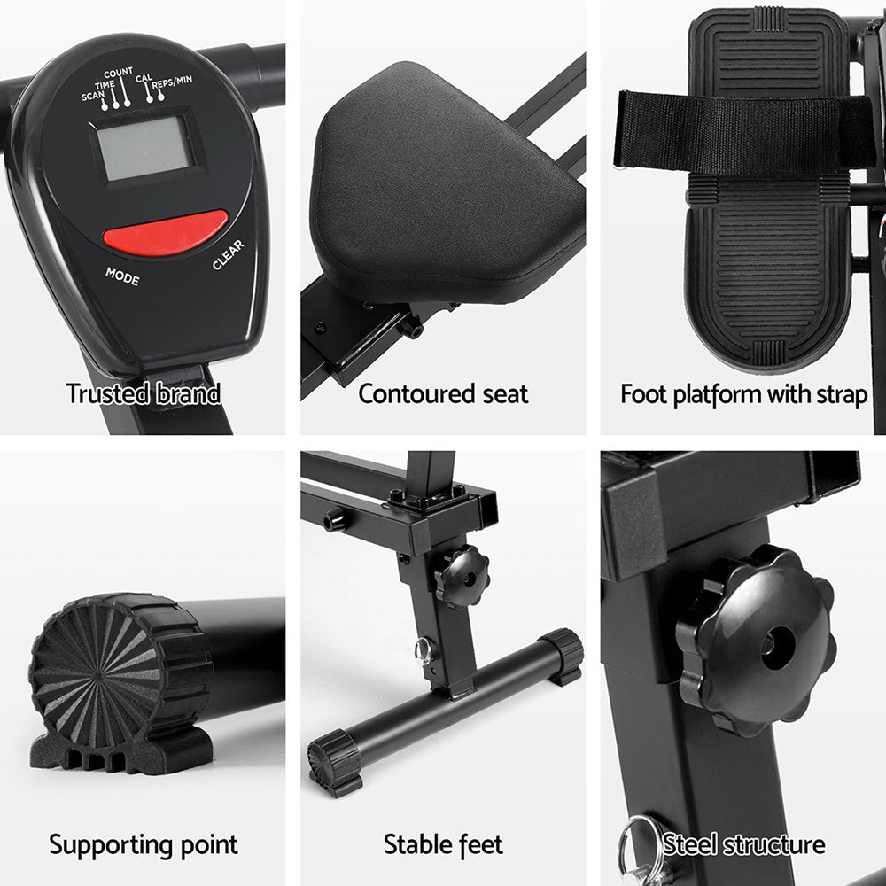 Halston Hydraulic Rowing Machine – Black – 12 Level Resistance