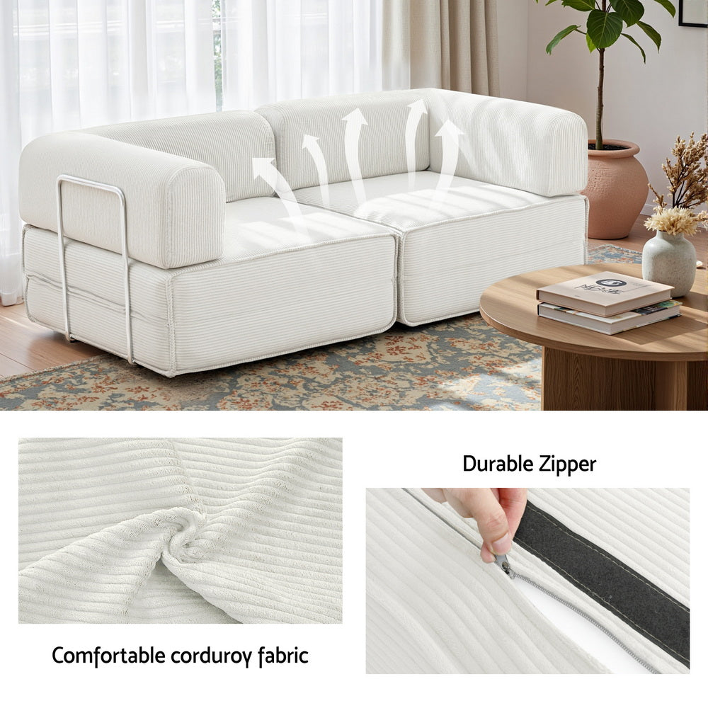 Torren Convertible Sofa Bed – Beige / Cream – 2 Seater