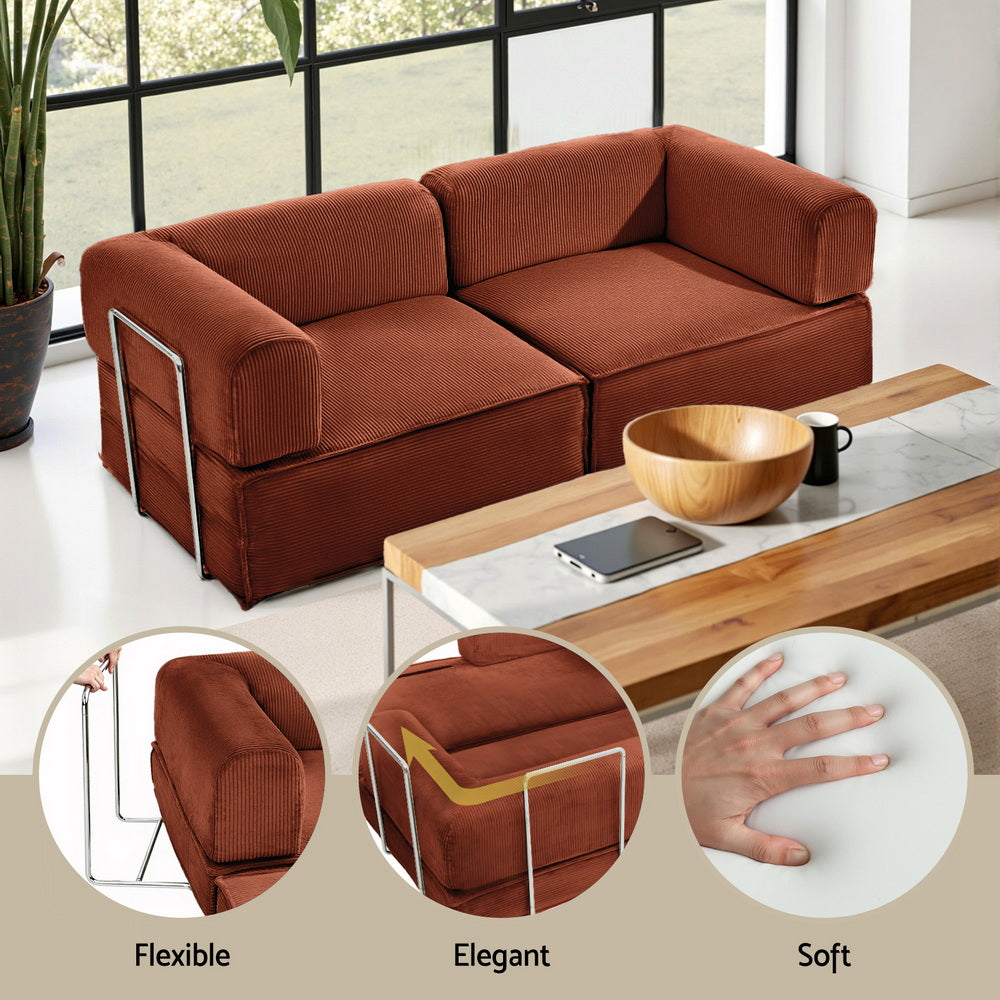 Torren Convertible Sofa Bed – Orange – 2 Seater