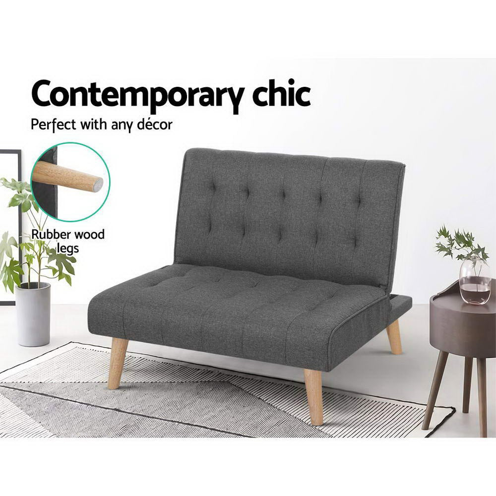 Hudson Recliner Sofa Bed – Grey – Single Seater