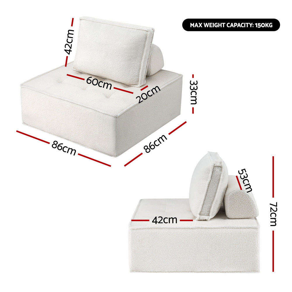 Rowan Floor Sofa Modular Lounge Set – White – Set of 2