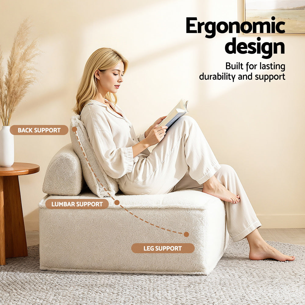 Rowan Floor Sofa Modular Lounge Set – White – Set of 2